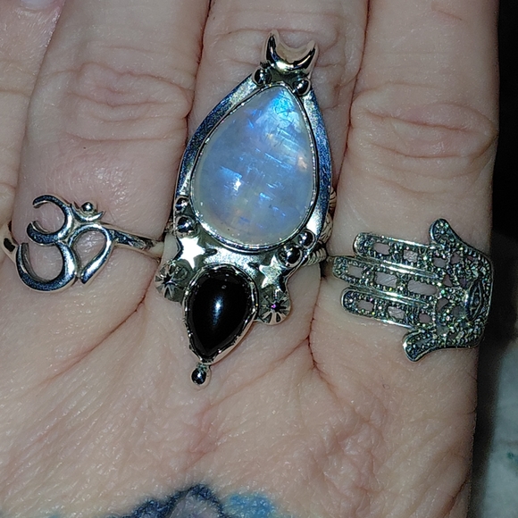 Jewelry - Gigantic Moonstone And Black Onyx Statement Ring